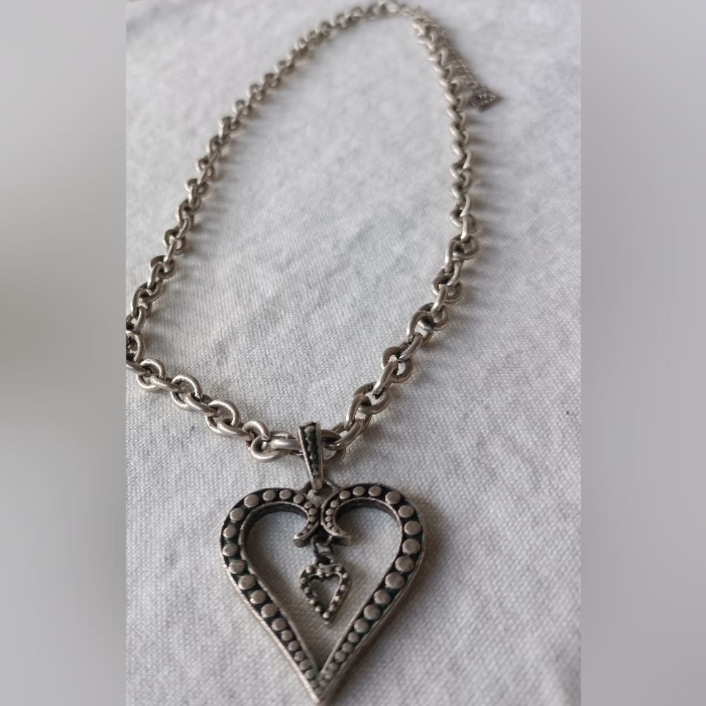 Silver Heart Pendant Necklace - Silver